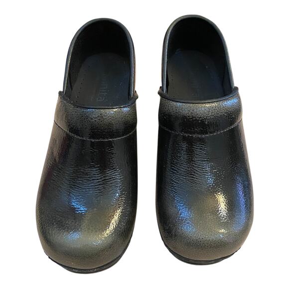 Sanita Professional Olive Green Speckled Patent Clogs EU 35 US 4 Work Nurse - Picture 3 of 16